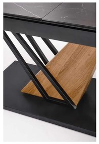 Sterzo étkezőasztal 140-180 x 90 cm, fekete / arany tölgy