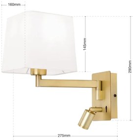 Orion WA 2-1469/1- LED CARLTON fali lámpa 1xE27/40W + LED/3W fehér/arany