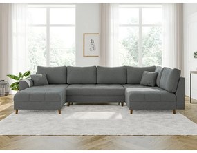 Szürke buklé sarokkanapé (bal oldali-U alakú) Ariella – Ropez