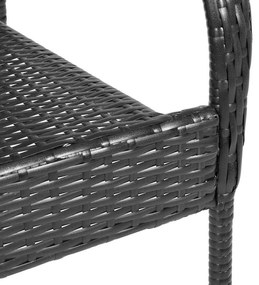 2 db fekete rakásolható polyrattan kültéri szék