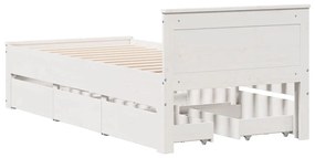 fehér tömör fenyőfa fejtámlás ágykeret matrac nélkül 75x190 cm