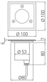 Lámpa Kerti lámpatest ALFA-K-MINI, négyzet, GU10 (max. 10W), IP67, AC220-240V, 50/60Hz, inox