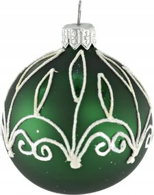 Bombák zöld fehér díszek matt 6 db Saco