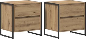 vidaXL Éjjeli asztal 2 pcs Művészi tölgy 50 x 39.5 x 50 cm Faanyag