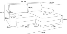 Bézs buklé sarokkanapé (bal oldali-heverő résszel) Leonore – Bobochic Paris