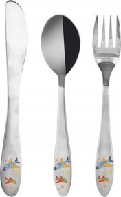 Evőeszköz Készlet Gyerekeknek Az Evés Tanulásához Repülőgép Acél 3 Db-os