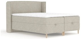 Világosszürke ágyneműtartós boxspring ágy 160x200 cm Monpelli – Maison de Rêve