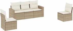 vidaXL 5 részes bézs polyrattan kerti ülőgarnitúra párnákkal