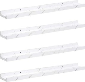 vidaXL Falpolc polcokkal 4 pcs Fehér márvány 60 x 9 x 3 cm Faanyag