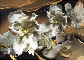 Kép - Orchidea virágok márvány háttérrel (üvegen) (70x50 cm)