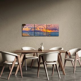 Kép - Naplemente a tengerparton (órával) (90x30 cm)