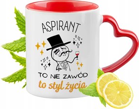 Piros bögre szív alakú füllel aspiránsnak ajándékba