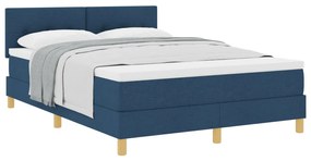 Box Spring Ágy Védőmatraccal Kék 140x190 cm Szövet