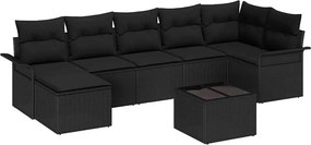 vidaXL Kerti Kanapé Szett tárolóval 8 pcs Fekete polirattan