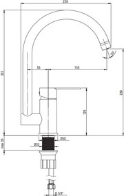 Deante Neo Lupo, mosogató csaptelep, acél, DEA-BLU_F62M