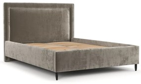 Bézs kárpitozott ágyneműtartós franciaágy ágyráccsal 140x200 cm Baleine – Maison de Rêve