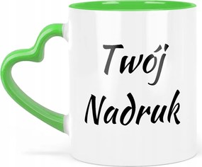 Bögre Szív Zöld fényképpel Saját Nyomtatott Felirattal Bögrék Varázsló