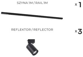 Zuma Line 3554 - Sínes rendszerű spotlámpa TORE 3xGU10/35W/230V fekete