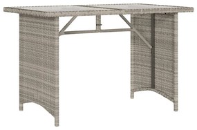 szürke polyrattan üveglapos kerti asztal 110x68x70 cm