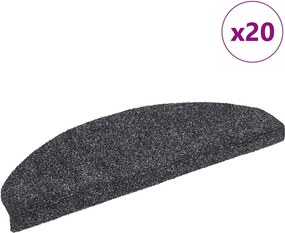 vidaXL 20 db öntapadós lépcsőszőnyeg, 65 x 21 x 4 cm, sötétszürke, nagy félkör alakú