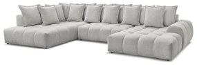 Világosszürke zsenília kinyitható-tárolóhelyes sarokkanapé (bal oldali-U alakú) Everest – Bobochic Paris
