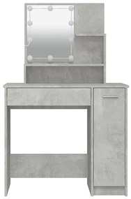 betonszürke fésülködőasztal LED-del 86,5 x 35 x 136 cm
