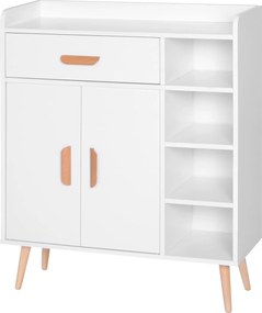 HOMCOM Oldalszekrény Buffet Szekrény Konzol Asztal Többfunkciós Bútor Étkezőbe, Nappaliba, Fürdőszobába, Előszobába 80x29,5x96 cm | Aosom