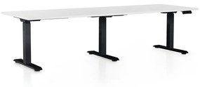 OfficeTech Long állítható magasságú asztal, 240 x 80 cm, fekete alap, fehér
