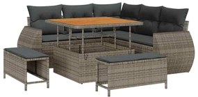vidaXL Kerti Kanapé Szett 8 pcs Szürke polirattan