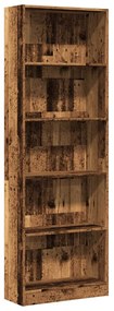 antik fa színű szerelt fa könyvespolc 60 x 24 x 176 cm