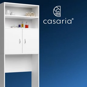 SILKE mosógép fölé helyezhető magas szekrény, 185×63×20 cm, fehér Casaria