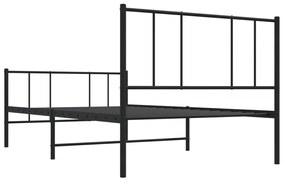 fekete fém ágykeret fej- és lábtámlával 80 x 200 cm