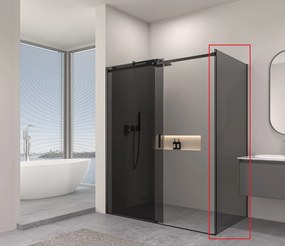 Erga Lynn, tömör fal zuhanyzóhoz 80x195 cm, 8mm szürke üveg, fekete profil, ERG-V02-LYNN-G080-GR-BK