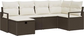 vidaXL Kerti Kanapé Szett párnával tárolóval 6 pcs Barna Poli rattan