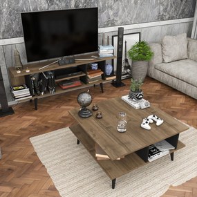 Dohányzóasztal Akya - Walnut, Black
