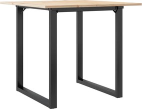 vidaXL tömör fenyőfa és acél étkezőasztal O-vázzal 90x90x75 cm