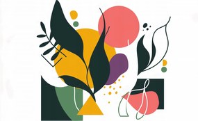 Poszter 45x30cm Színes Botanikai Absztrakt