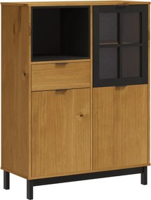 vidaXL FLAM tömör fenyőfa magasszekrény üvegajtóval 92x40x122,5 cm