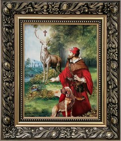 Vászonkép 35x30 Szent Hubert Arany Díszített Keret