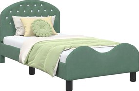 vidaXL Gyerekágy kerettel fejtámlával Tengeri Zöld 80 x 160 cm Bársony