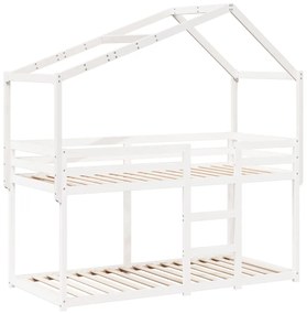 fehér tömör fenyőfa gyerekágytető 203 x 95,5 x 142 cm