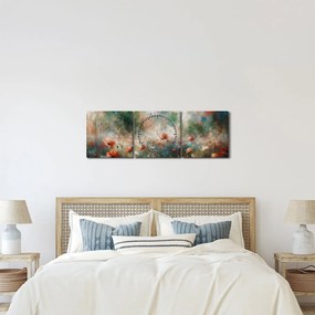 Kép – Pipacsmező absztrakciója (órával) (90x30 cm)