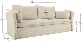 Szürkésbézs kinyitható kanapé 210 cm Tanit – Kave Home