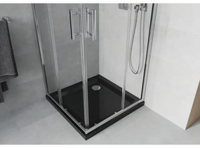 Mexen Rio, szögletes zuhany tolóajtóval 70 (ajtó) x 70 (ajtó) x 190 cm, 5mm átlátszó üveg, króm profil + fekete SLIM zuhanytálca, 860-070-070-01-00-4…