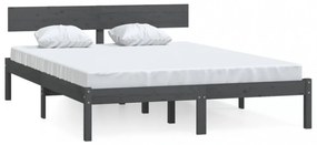King Size szürke tömör fenyőfa ágykeret 150 x 200 cm