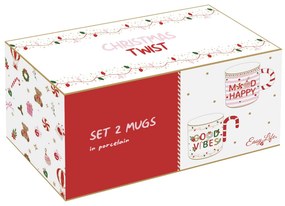 Karácsonyi Porcelán bögre szett 2 db-os 350 ml díszdobozban Christmas Twist