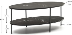 Fekete dohányzóasztal üveg asztallappal 65x110 cm Fideia – Kave Home