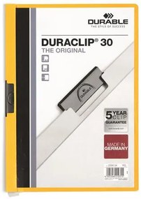 Gyorsfűző, klipes, A4, DURABLE DURACLIP&amp;reg; 30, sárga (DB220004)