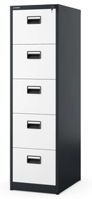 Fém irattartó szekrény, 5 fiókos SARA V5, 460 x 1630 x 620 mm, antracit-fehér
