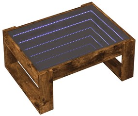 Füstös tölgy végtelen hatású LED-es dohányzóasztal 70x53x30 cm
